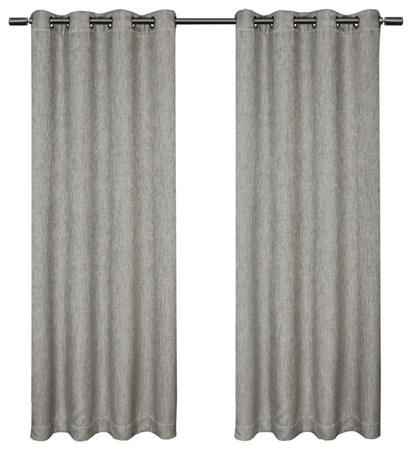 Vesta Woven Darkening Grommet Curtain Panels, Set of 2, Black Pearl, 52" X 96"