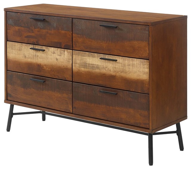 Country Farm Living Dresser Drawer Chest Metal Steel Wood Brown Midcentury Dressers By House Bound