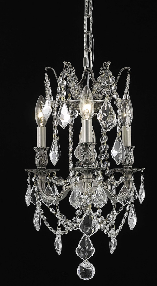 Rosalia 3 Light Pendant in Pewter with Clear Royal Cut Crystal