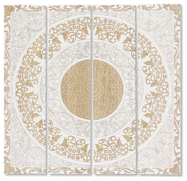 White Wood Wall Decor mandala global bazaar white wood wall mural art - eclectic White Wood Wall Decor mandala global bazaar white wood wall mural art - eclectic