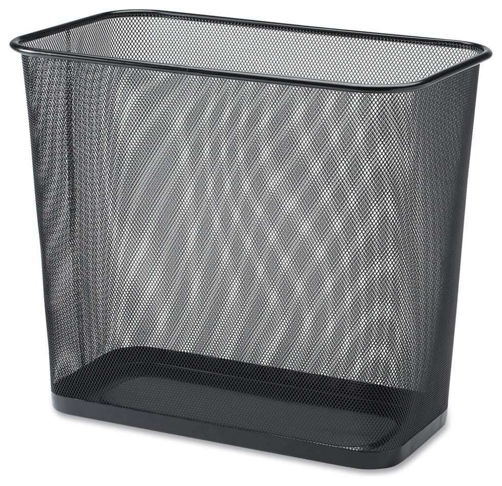 Lorell Black Mesh Rectangular Waste Bin Contemporary Wastebaskets