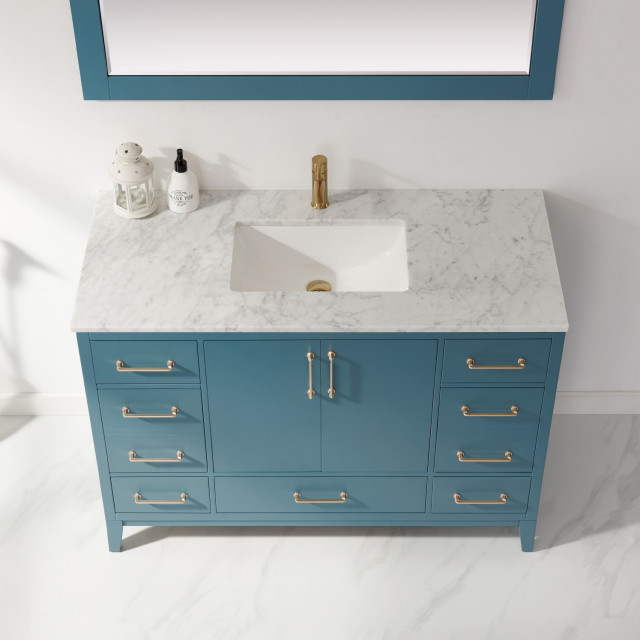 Sutton 48" Single Bathroom Vanity Set in Royal Green and Carrara White
