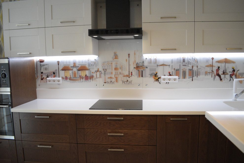 Кухня Кальвадос из массива дуба с каменной столешницей