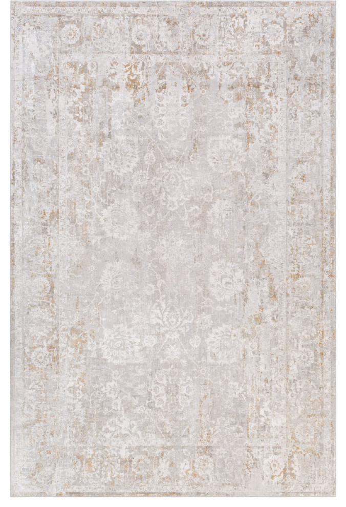 Carmel Area Rug, 7x9, Light Gray/White/Taupe/Tan/Dark Brown/Medium Gray