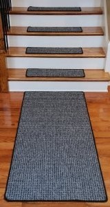 Dean Washable Non-Skid Carpet Stair Treads - Silvered Sky (13) PLUS a 5' Runner