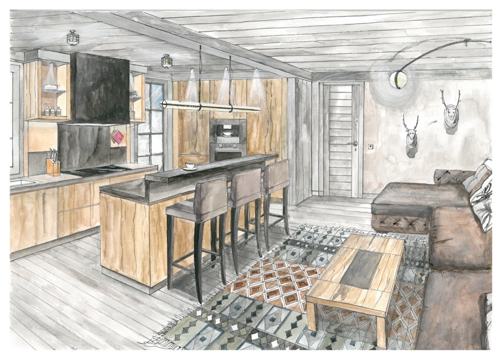 Эскизный проект дома в стиле шале