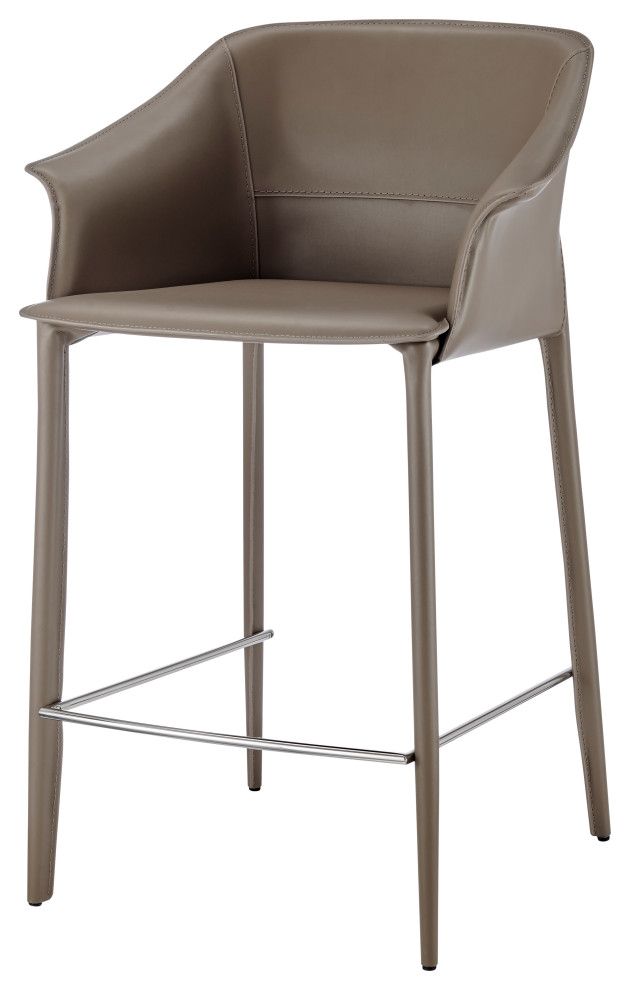 Callie Recycled Leather Counter Stool, Light Mocha