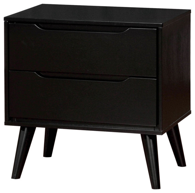 Lennart Mid Century Modern Nightstand, Black Midcentury Nightstands