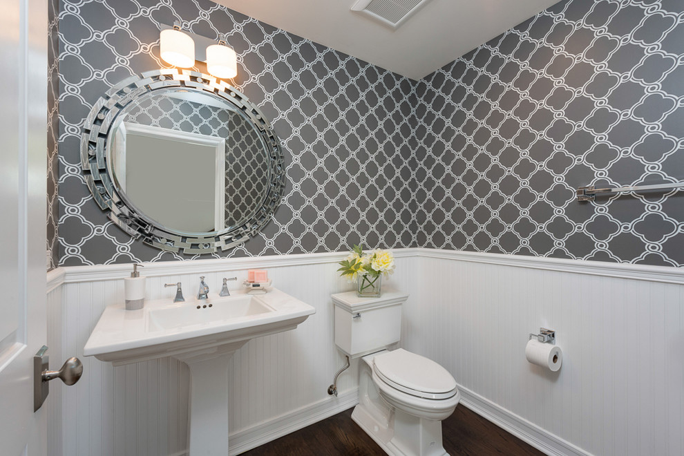 This is an example of a traditional powder room in Los Angeles.