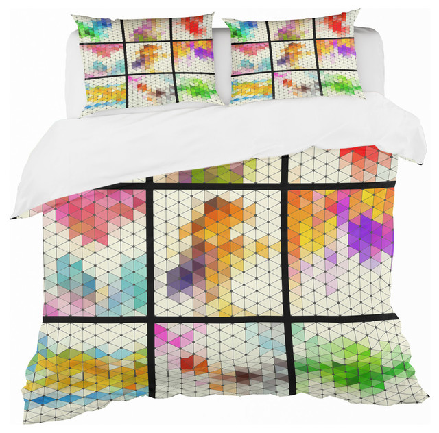 Compilation Of Triangular Geometry Modern Duvet Cover King