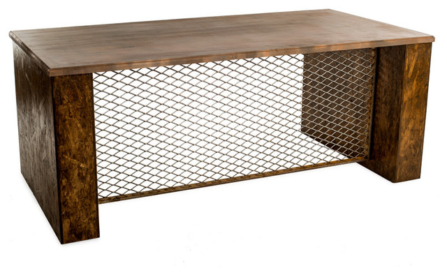 Vintage Walnut Executive Desks Houzz Urban-Industrial Executive Desk, Vintage Brown Base With Vintage Rust Top - Vintage Walnut Executive Desks Houzz