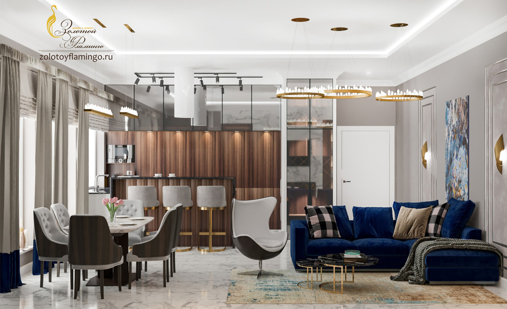 Проект гостиной в стиле Лакшери