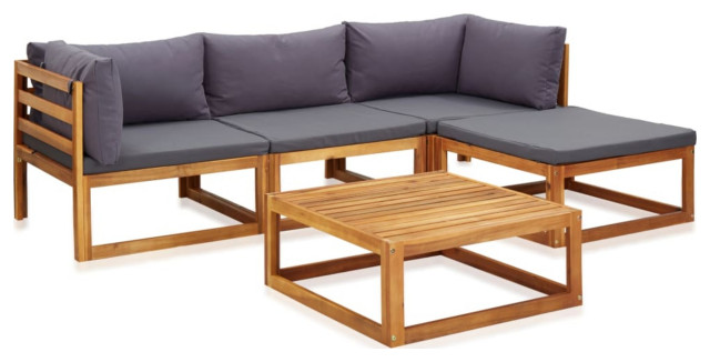 vidaXL 5-Piece Garden Lounge Set With Cushions Solid Acacia Wood