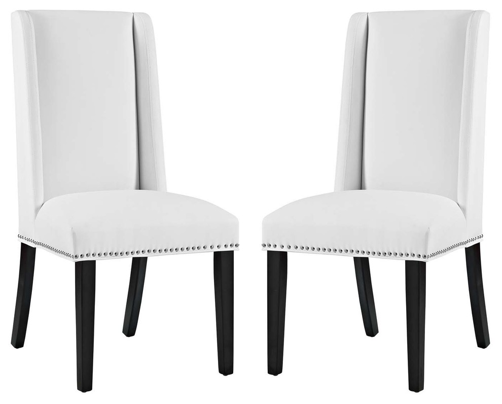 Baron Set of 2 Vinyl Dining Chairs Transitional Dining Chairs by