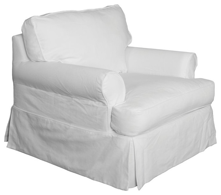 Sunset Trading Horizon Cotton Slipcovered T-Cushion Chair in White