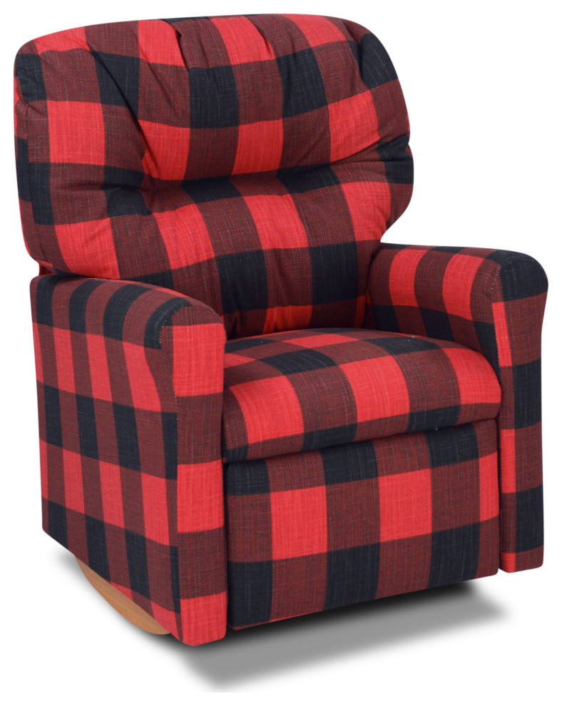 Contemporary Rocker Recliner, Buffalo Check Rustic Kids Chairs by