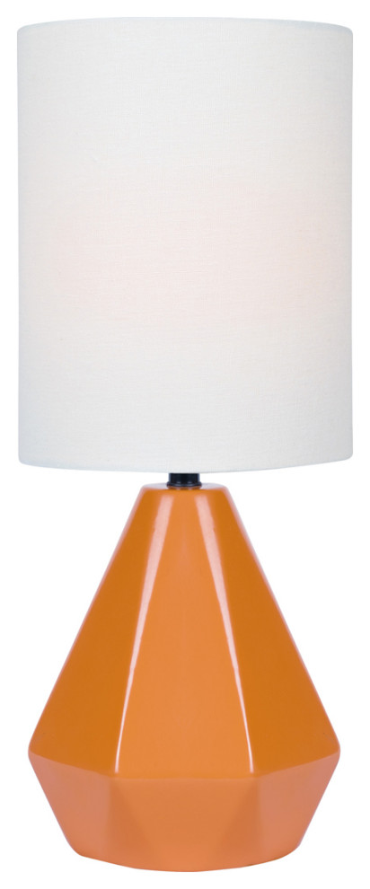 Mason Mini Table Lamp in Orange Ceramic with White Linen Shade E27 A 60W