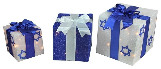 3 Piece Set White And Blue Hanukkah Gift Bo Christmas Decoration 3 Piece Set White And Blue Hanukkah Gift Bo Christmas Decoration