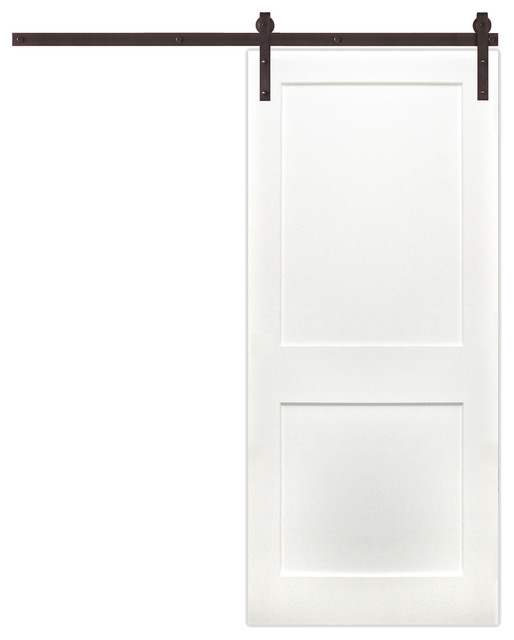 42 X84 Shaker 2 Panel Prime Wood Interior Barn Door With Bronze Hardware