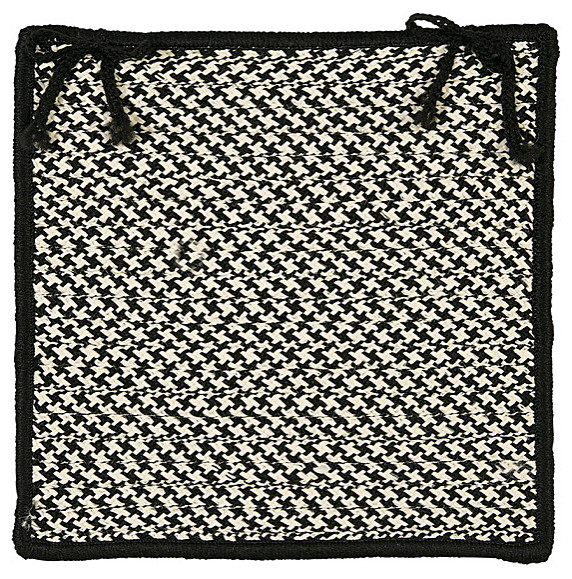 Colonial Mills Outdoor Houndstooth Tweed Black Chair Pad, Set of 4