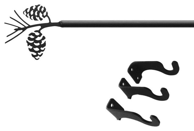 Wrought Iron Pine Cone Curtain Rod Rustic Curtain Rods By