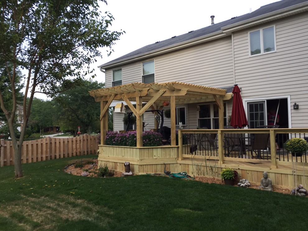 Wood Deck Design with Pergola in Libertyville, IL - Traditional ...