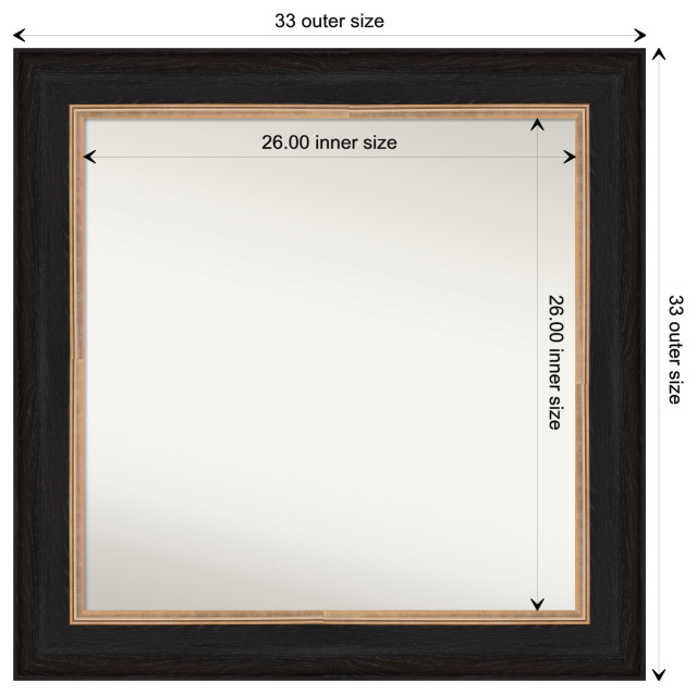 Vogue Black Non-Beveled Wall Mirror 32.5x32.5 in.