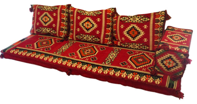 Jalsa4U.com - Riyadh 5-Piece Floor Seating Set, Red, Orange and Green & Reviews Houzz