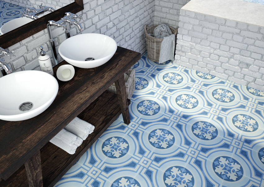 Example of a trendy porcelain bathroom design