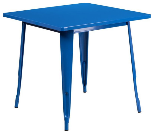 Bowery Hill 31.5" Square Metal Dining Table in Blue