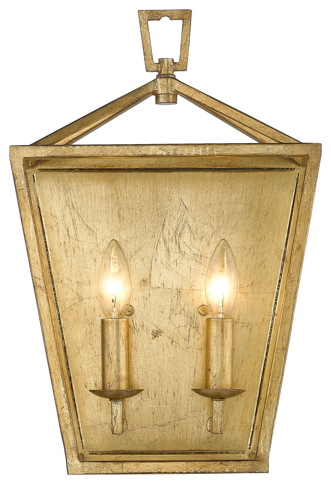 2 Light Open Lantern Candle Wall Sconce in Gilded Gold Transitional Wall Sconces by CFC