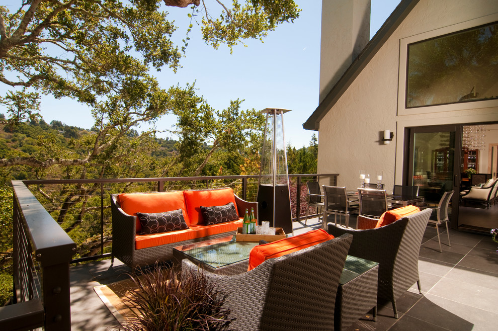 Inspiration for a contemporary tile deck remodel in San Francisco with no cover