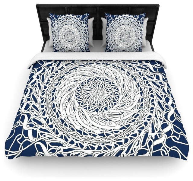 Patternmuse Mandala Spin Navy Blue White Duvet Cover Patternmuse Mandala Spin Navy Blue White Cotton Duvet Cover Twin