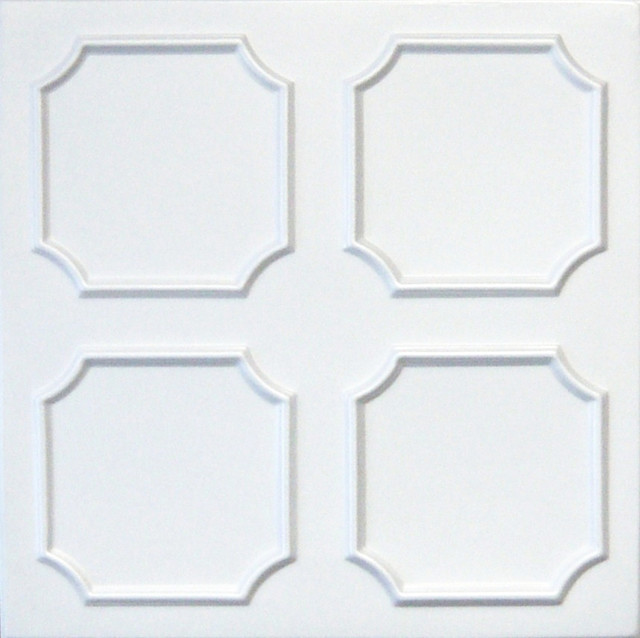 20"x20" Styrofoam Glue Up Ceiling Tiles, R1W Plain White Traditional