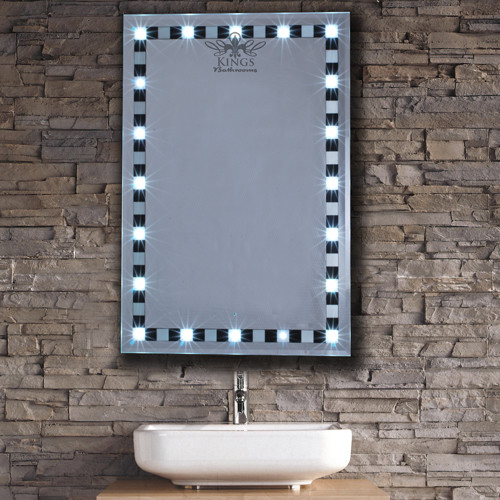 Black and White Check Bathroom Mirror