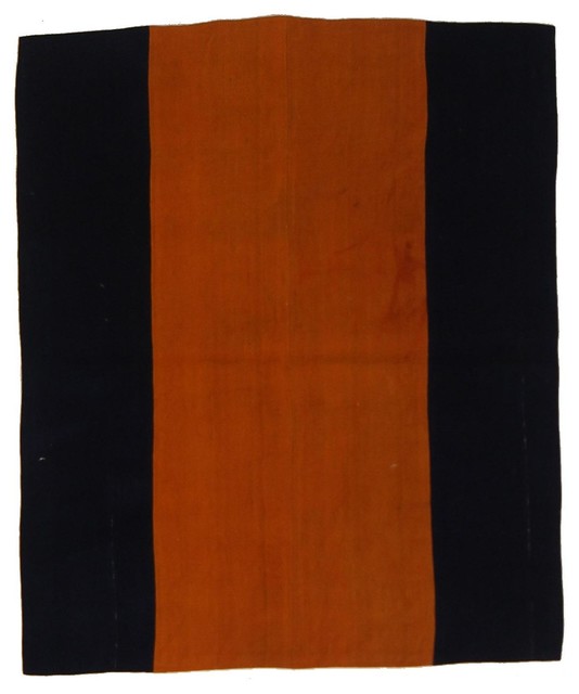 Kelim Stripe Handwoven Runner, Black and Orange, 80x345 cm