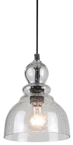 1-Light Pendant, Oil Rubbed Bronze Finish With Clear Seeded Glass