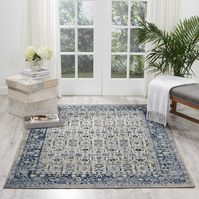 Kathy Ireland Home Malta Mai04 Rug, Ivory/Blue, Runner 2'2" x 7'7