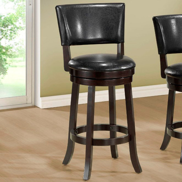 Black Leather-look 39in.H Swivel Counter Height Stool/ 2Pcs