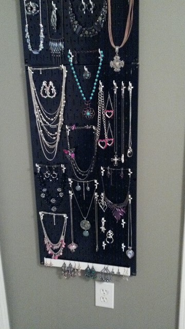 My Metal Pegboard Jewelry Organizer Behind The Door And Utilizing