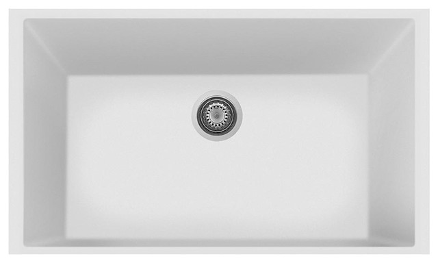 Latoscana Plados 33" X 22" Single Basin Granite Undermount Sink, Milk White