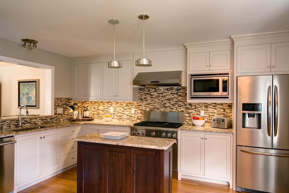 Example of a transitional kitchen design in Boston