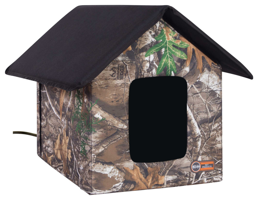 K&H Pet Products Realtree Thermo Outdoor Kitty House Camo 22"x18"x17