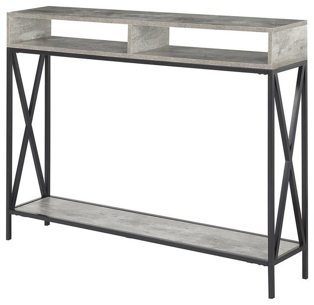 Convenience Concepts Tucson Deluxe Console Table in Faux Birch Gray Wood