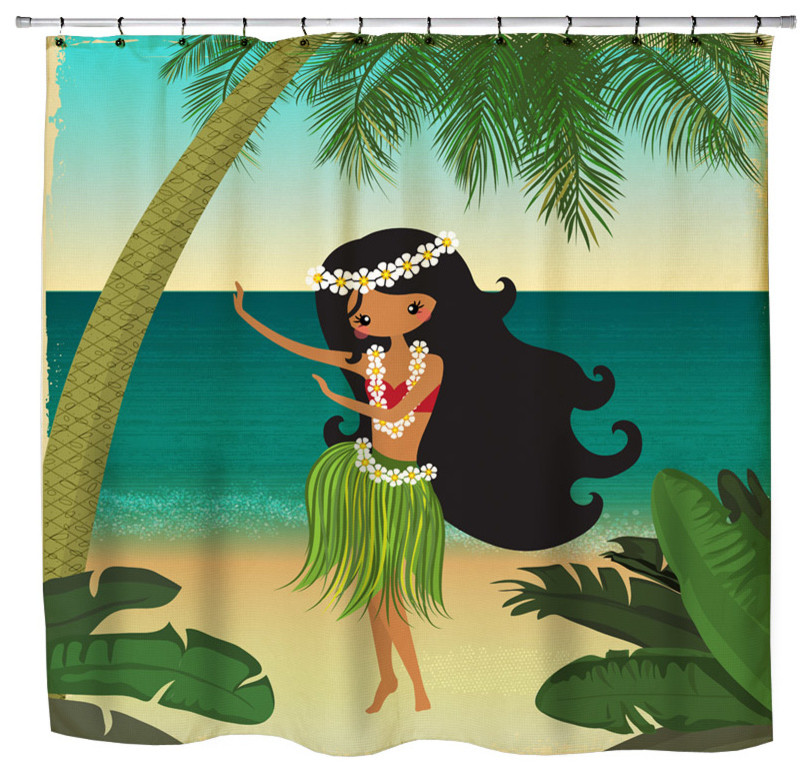 Hula Girl On The Beach Shower Curtain