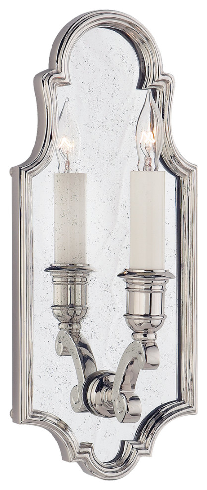 Sussex Small Framed Sconce in Polished Nickel with Antique Mirror