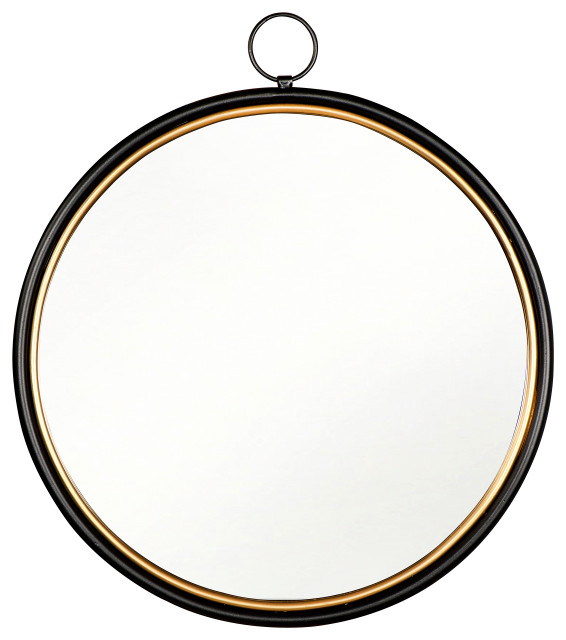 Accent Mirror With Black and Gold Frame Transitional Wall Mirrors