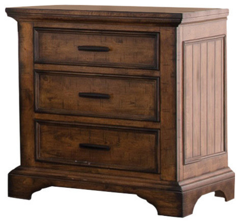 Coaster Elk Grove 3 Drawer Nightstand In Vintage Bourbon And Black Traditional Nightstands And Bedside Tables By Homesquare