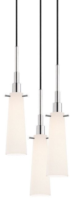 Candela 3-Light Tapered Cluster Pendant With White Shade