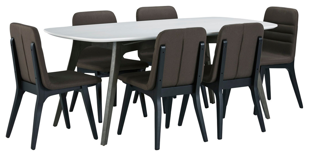 Benedict Dining Table White Wood Top Fredrick Side Chairs 7